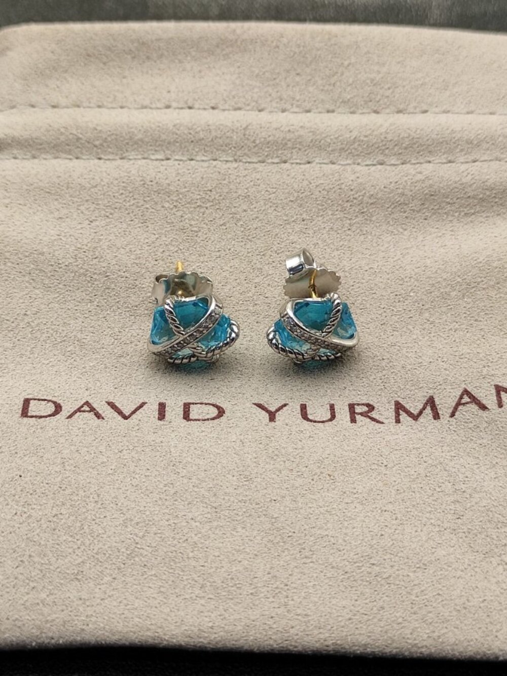 David Yurman 925 Silver Earrings with Original Pouch